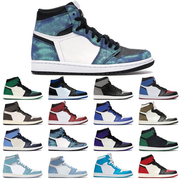 

1s man's basketball shoes turbo green hyper royal unc dark mocha tie dye court purple bred toe cactus jack chicago shadow twist univers