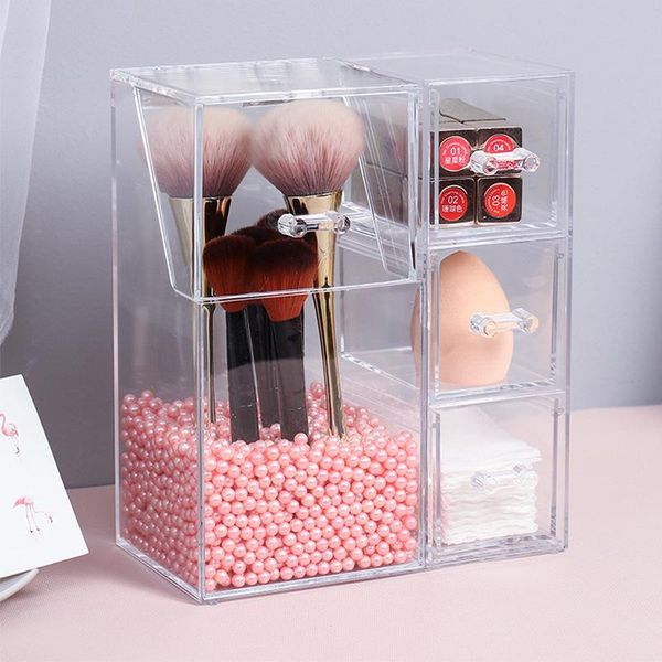 

storage boxes & bins vanity multi acrylic makeup brushes holder box lipstick nail polish jewelry display cosmetic organizer