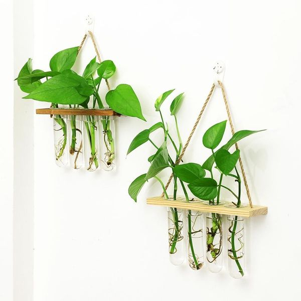 

vases ak40 modern glass test tube vase wooden frame flower pots stand home office deskgarden decor for hydrophilic plant
