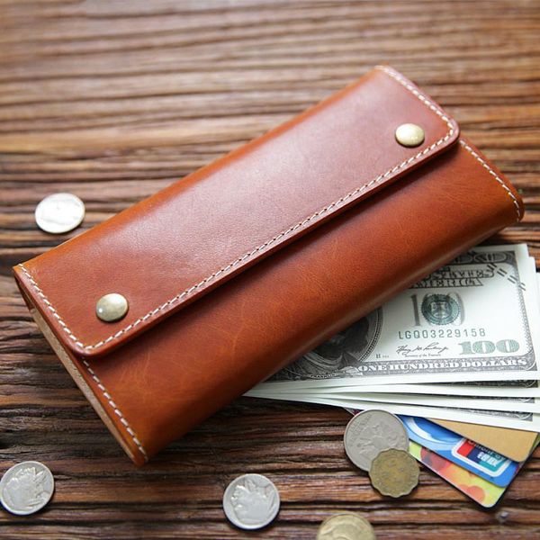 

wallets genuine leather wallet men women 2021 vintage handmade cowhide long purse clutch bag with card holder zipper phone coin pocket, Red;black