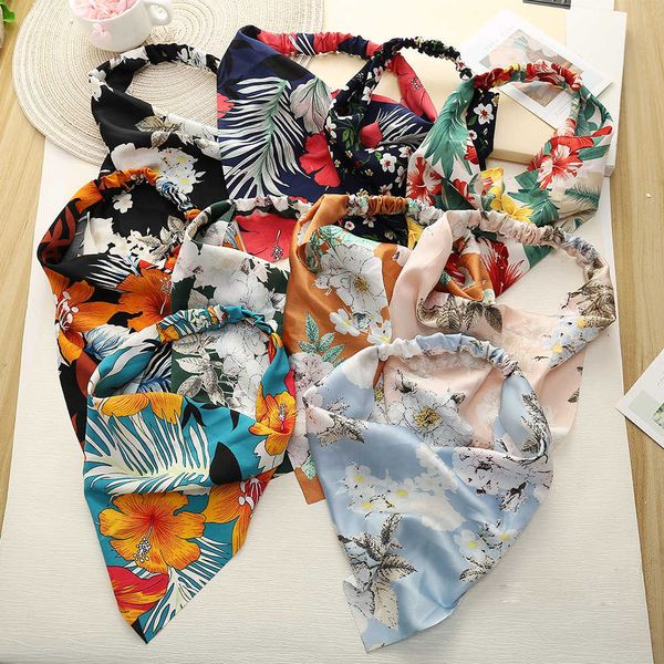 

6887 baotou scarf bohemian triangle elastic flower elastic big flower scarf