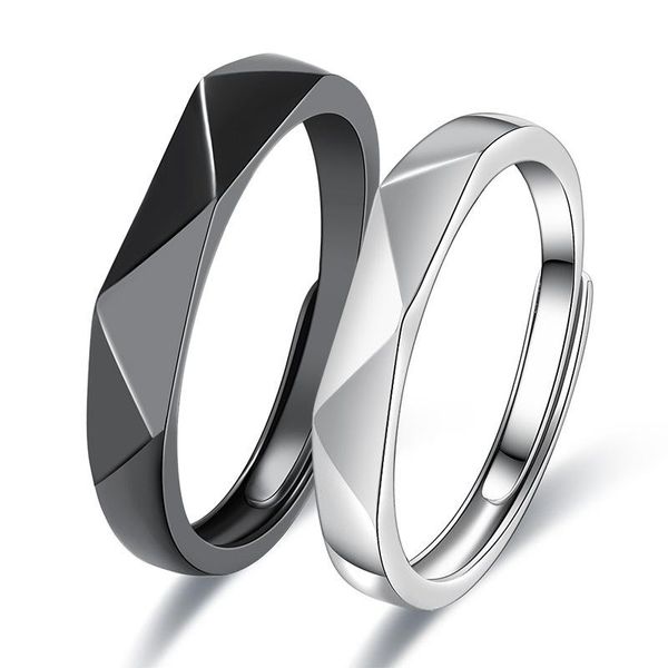 

cluster rings couple minimalist geometric multi-section adjustable matching rhombus black white wedding ring set engagement women jewelry gi, Golden;silver