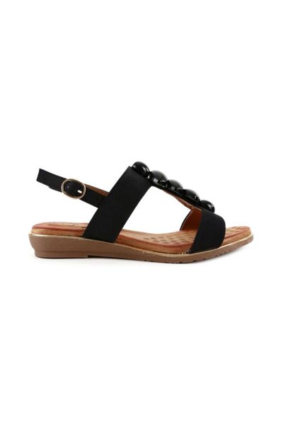 

sandals 20y120-4 women t-strap beaded 20y, Black