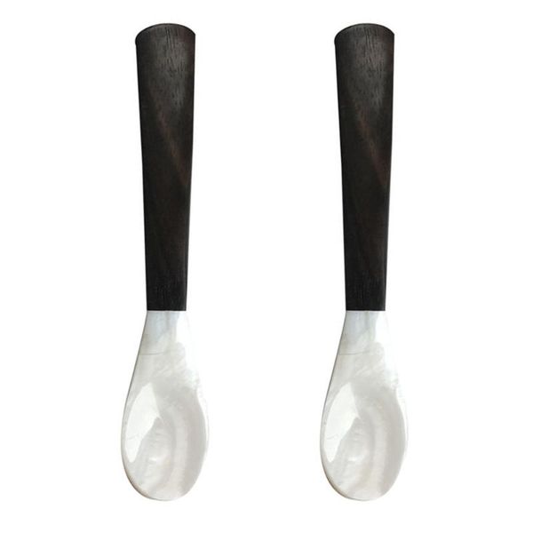 

2pcs multifunctional dessert spoon ebony handle shell spoons coffee