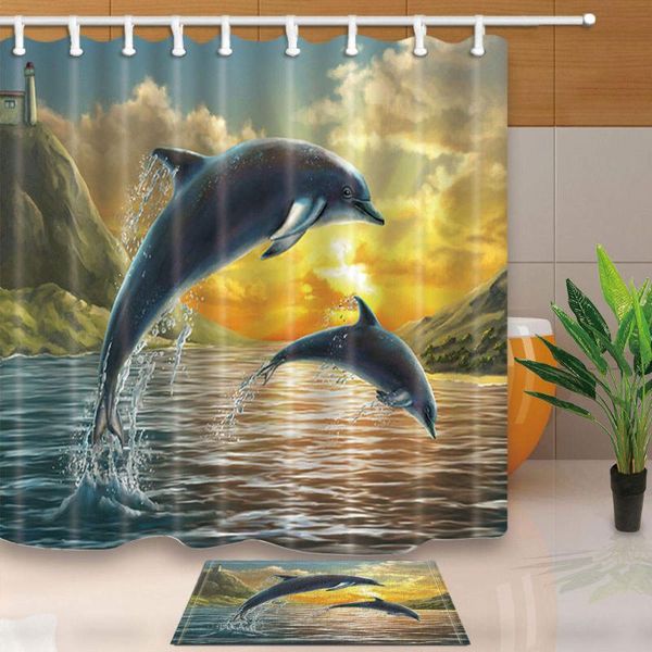 

shower curtains seaside dolphins curtain waterproof home bathroom polyester fabric bath for the beauty view