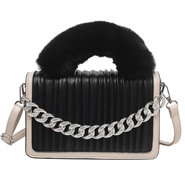 

evening bags portable woolen chain shoulder handbag 2021 autumn and winter ladies bag crossbody small square