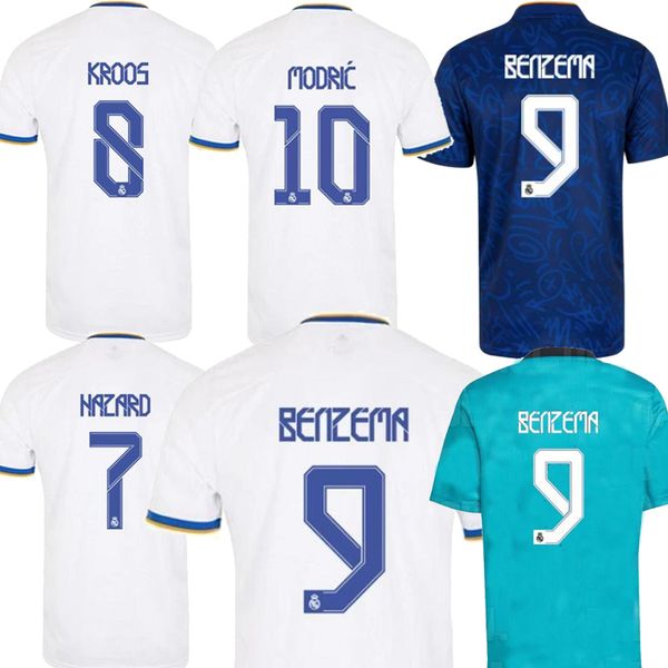 

real madrid hazard mens soccer jerseys size s-3xl modric alaba benzema home white away blue third green camiseta de fÃºtbol asensio child foo, Black
