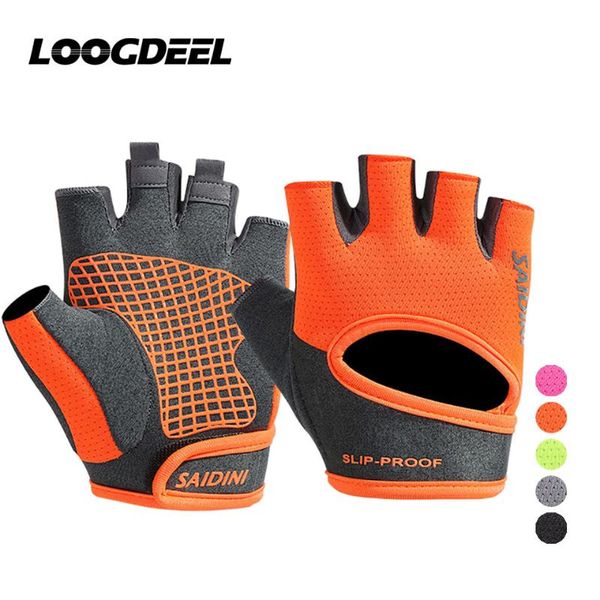 

cycling gloves loogdeel half finger anti-slip breathable shockproof wear-resistant outdoor fitness boxing running unisex, Black
