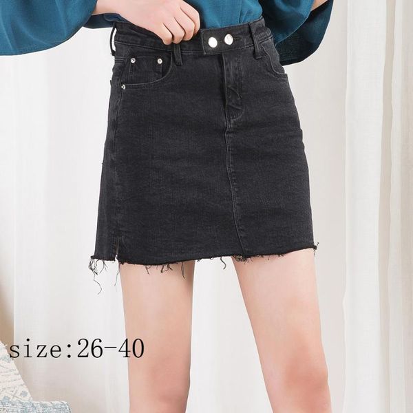 

women's shorts women black high elastic denim short skirt fat waist plus size 40, White;black