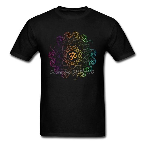 

men's t-shirts special custom men colored om energy mandala art t shirt geometric muay thai clothing plus size black tshirt, White;black