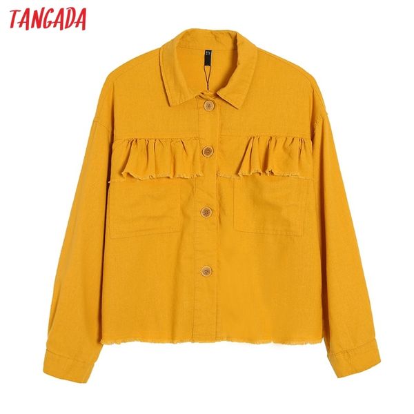 

women yellow tassel thin jacket short style ladies long sleeve loose oversize boy friend coat 4h43 210416, Black;brown