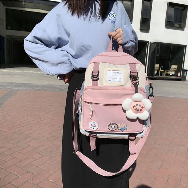 

backpack women cute waterproof nylon student schoolbag kawaii bags ladies bagpack for teen girl bookbag mochila