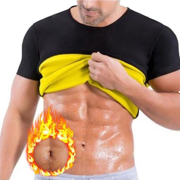 

men's sweaters shapers 2021 sports sweat shapewear tummy fitness body shaper short sleeve vest cincher corset t-shirts slimmin, White;black