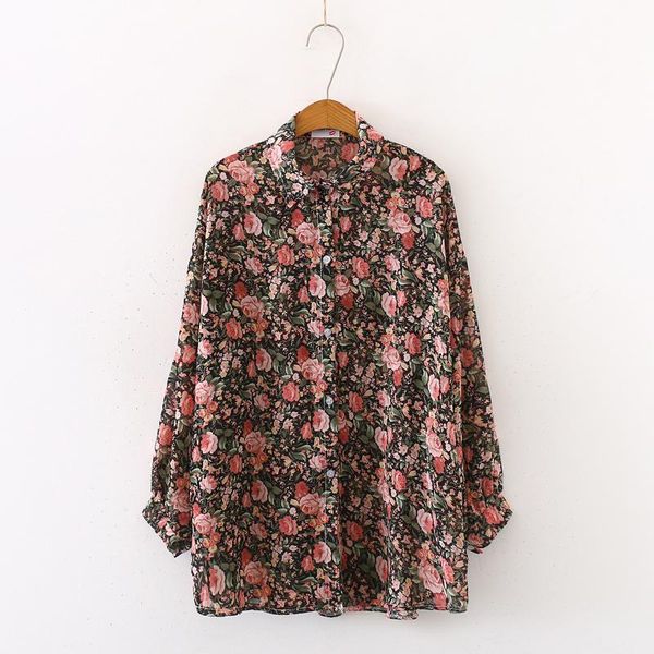 

floral blouse shirts women fashion long sleeve print office lady loose casual shirt blusas women's blouses &, White