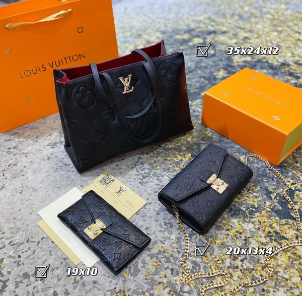 

3-piece multifunctional hight quality hobo tote famous bag m0nogram genuine leather luxury designer bags handbag women crossbody shoulder 00