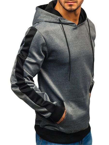 

men's hoodies 2021 spring and autumn solid color patchwork hoodie warm casual sports sweater, Black