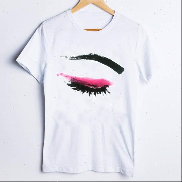 

tees print casual cartoon womens eye watercolor elegant 90s fashion clothes lady clothing female, White