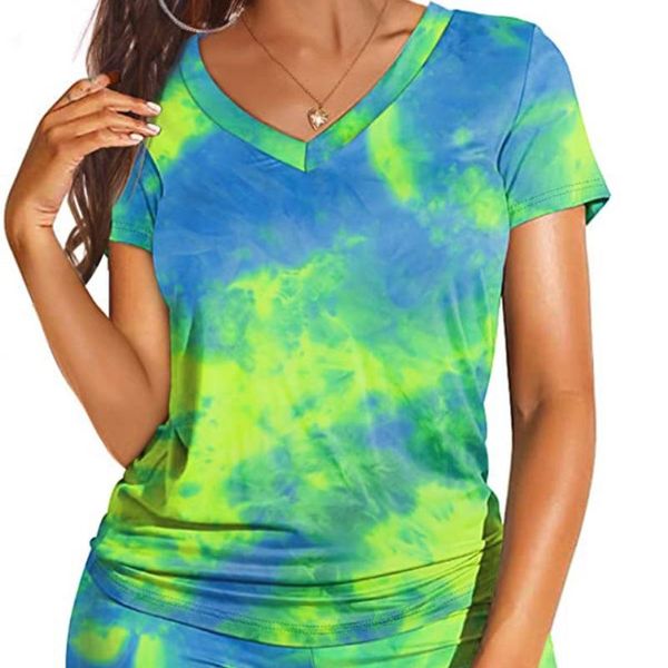 

women's tracksuits summer fashion shorts two-piece suit ladies casual short-sleeved t-shirt v-neck top, Gray