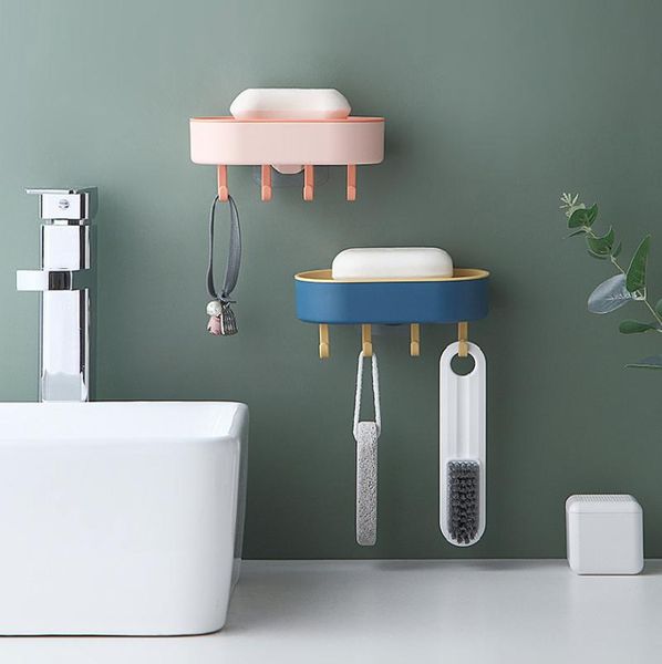 

soap dishes box for case with hooks wall mounted sponge holder adhesive bathroom self dish shelf supplies