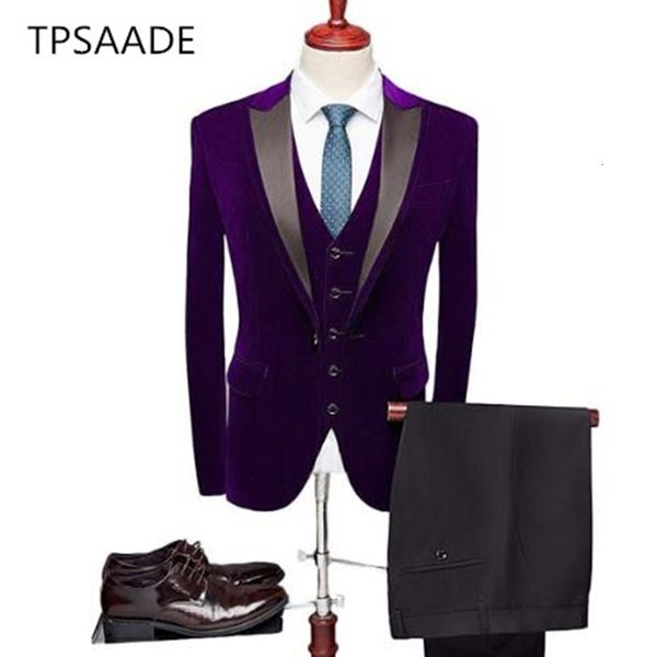 

men's suits & blazers the latest custom brand of velvet suit groom slim fit tuxedo the dance party bride (jacket + waistcoat pants) vi0, White;black