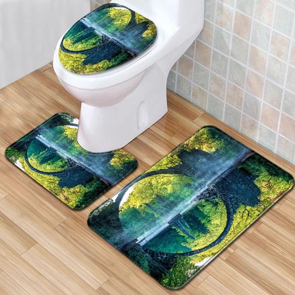 

carpets 3pcs bathroom rugs set non slip bath mats and toilet contour mat the scenery