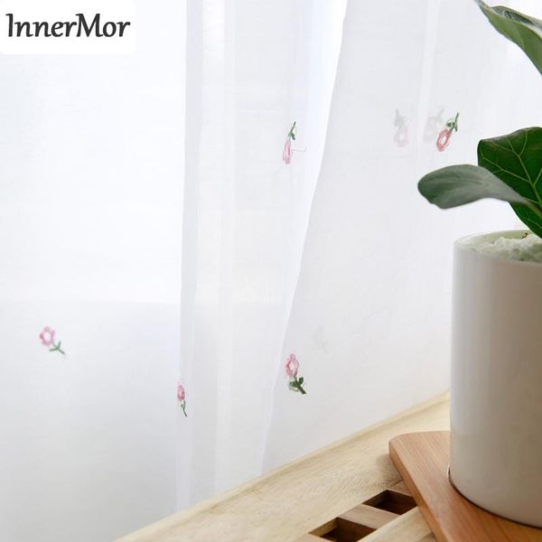 

curtain & drapes innermor embroidered girl's curtains for living room simple flower bedroom kitchen window customized