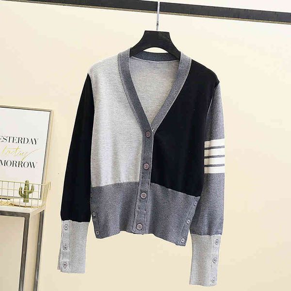 

women's knits & tees vintage knitted cardigan sweater women patchwork denim coat v neck long sleeve knitwear casual slim outwear f, White