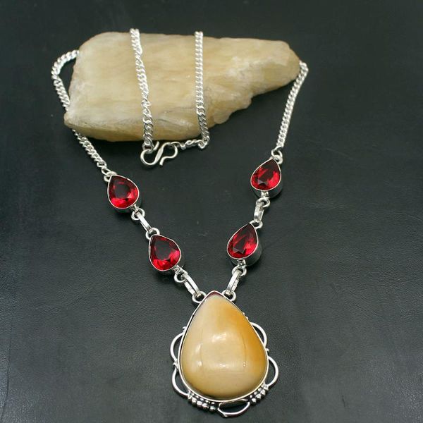 

pendant necklaces hermosa multi fashion natural oceanjasper garnet silver color necklace women chain 18.5 inch a274