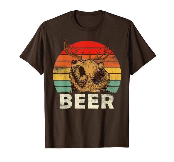 

bear deer funny beer retro vintage t-shirt, White;black