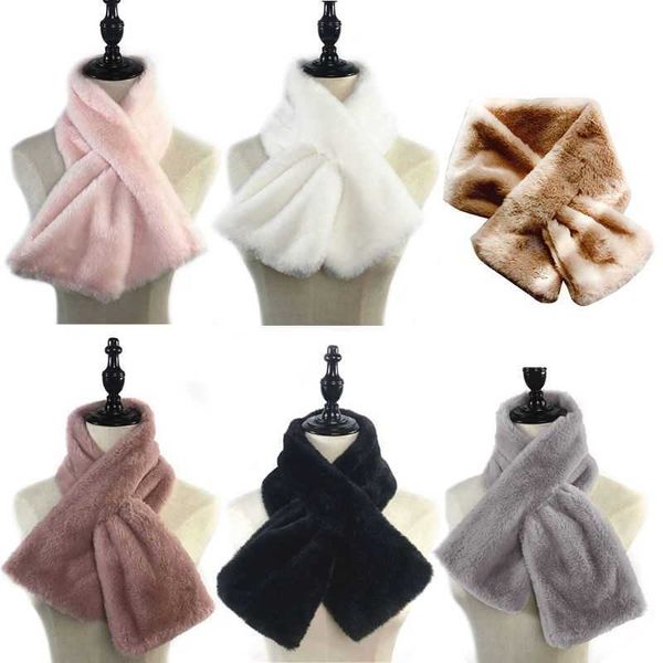 

women winter thicken plush faux rabbit fur scarf solid color collar shawl neck warmer shrugs knitted neckerchief wraps 15x90cm h0923, Silver