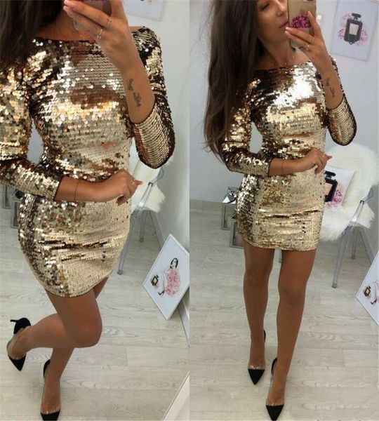 

two piece dress ladies formal evening party sequin club short dresses vestidos autumn women golden sequins bodycon, White