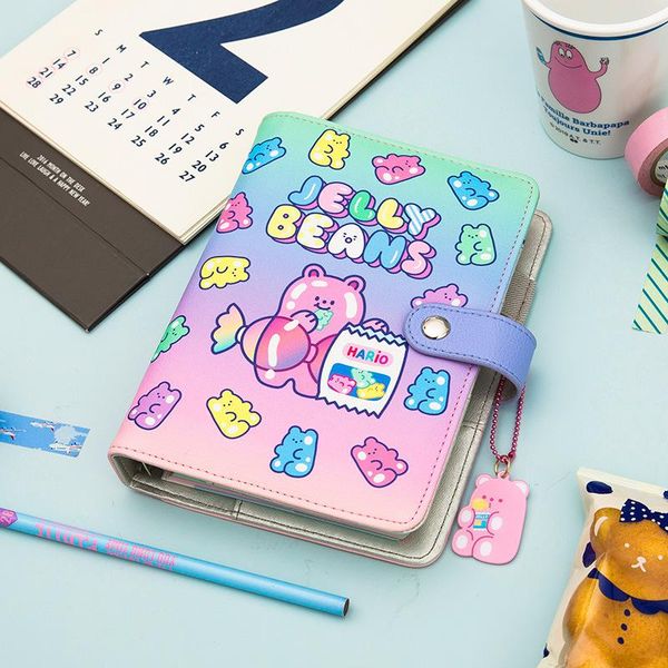 

notebook 2021 diy planner organizer agenda weekly travel diary journal transparent rainbow note book stationery school kawaii notepads, Purple;pink