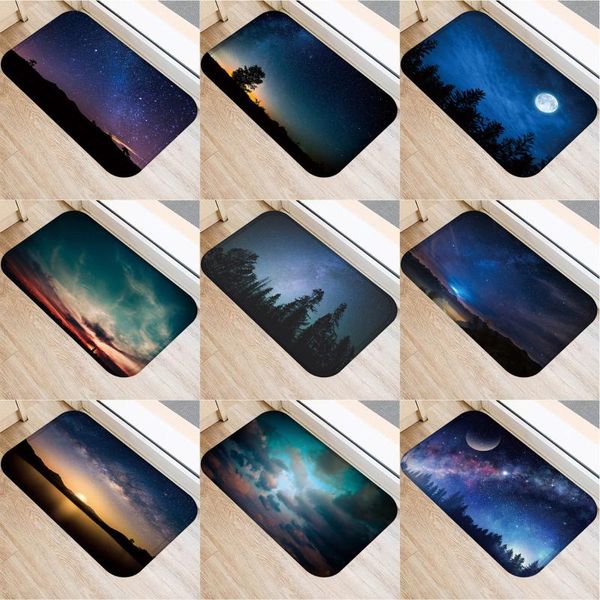 

carpets night sky doormat forest moon mats carpet rug living room non-slip kitchen floor mat