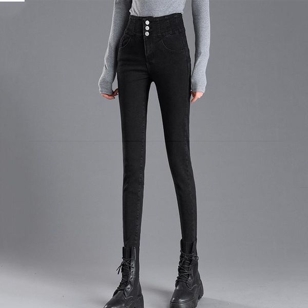 

jeans women denim slimt fit long korean high stretch pants casual daily all season women's, Blue