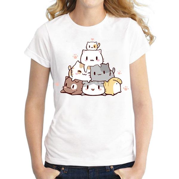 

women's t-shirt 2021 funny cute cat sleep design fashion novelty women/girl animal t shirt summer harajuku tee, White