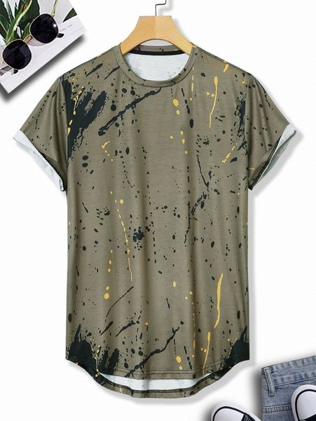 

men splash ink high low tee s4ba#, White;black