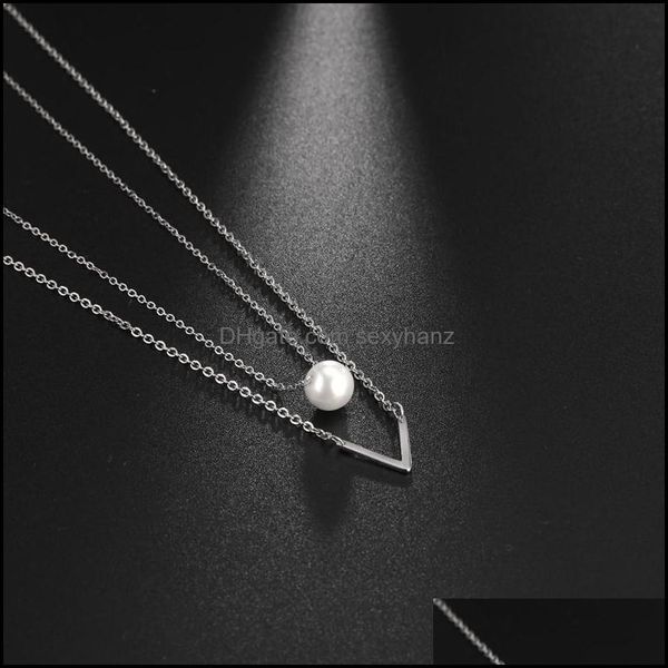 

& pendants jewelry skyrim baroque luxury pearl mti-layer chain necklace for women girls stainless steel wedding party necklaces gifts chains, Silver
