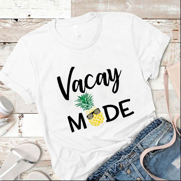 

fresh pineapple beach fruit printed womens t shirt tee clothes graphic, White