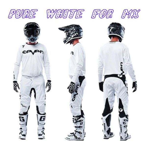 

white 2021 seven mx motocross jersey and pants gear set combo flex air off road flexair motorcycle racing suit enduro apparel