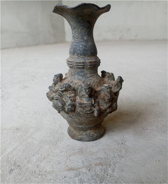 

bronze unearthed from antiques collection of eight immortals vase sculpture decoration collection of zhenzhai decoration, Silver