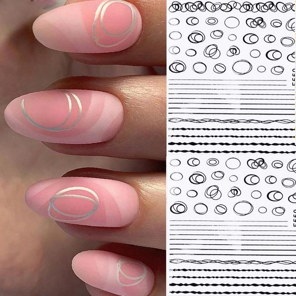 

stickers & decals 3d nail art accessories black gold geometric line irregular round shpe patterns self adhesive transfer