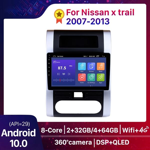 

car dvd radio gps multimedia player head unit for nissan x trail t31 2007-2013 qashqai android 10 dsp qled 8-core 4g