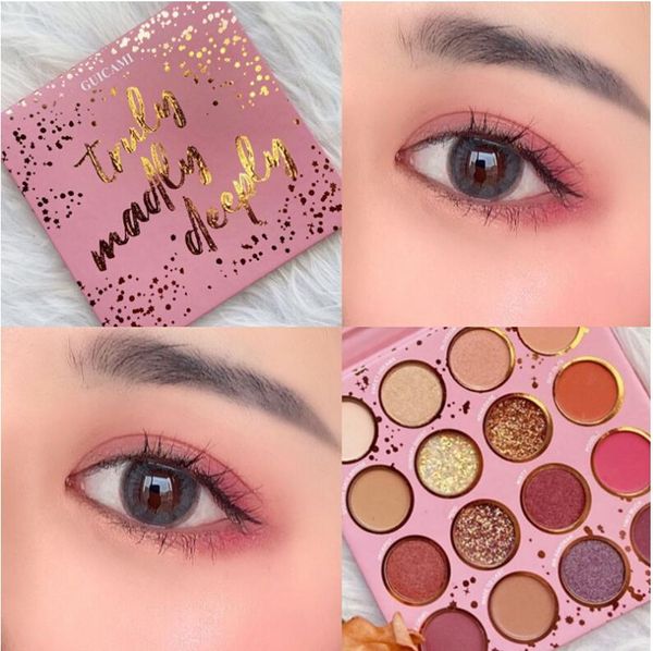 

peach pink eyeshadow palette, guicami professional matte shimmer metallic 16 shades, eyes shadows makeup pallet, high pigmented waterproof s