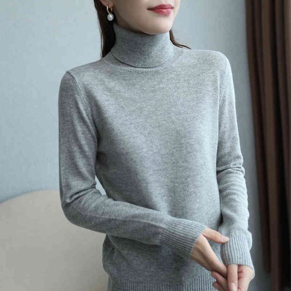 

sweaters fashion 2021 turtleneck 100% cashmere and wool sweater slim women pullovers soft 9colors s-xxl jumper, White;black