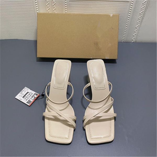 

sandals women's shoes nude color square toe high-heeled sheep leather light beige one word cross thin belt thick heel sandal, Black