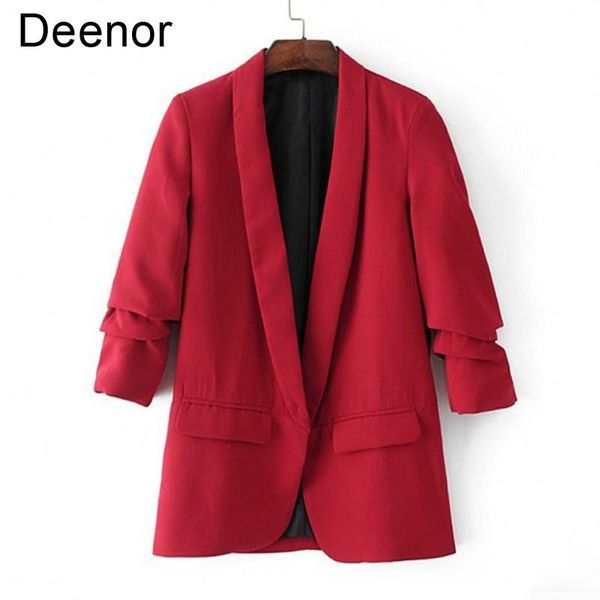 

women's suits & blazers deenor elegant women workwear solid color buttonless suit female slim casual coat fit minimalist office lady bl, White;black