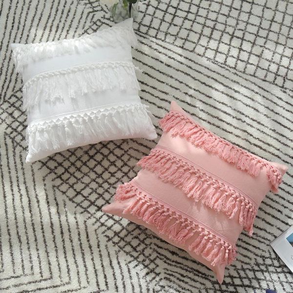 

cushion/decorative pillow tassel nordic style bohemian cushion ins mediterranean sofa pink cotton