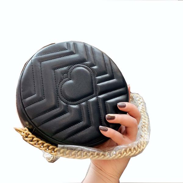 

2021 mini ladies round shoulder bag fashion brand design heart-shaped stripe leather crossbody package multicolor optional