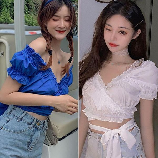 

solid color v neck womens shirt summer short sleeve long elegant, White