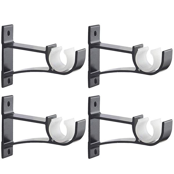 

pack single curtain rod brackets for drapery aluminum alloy heavy duty holders (black) other home decor